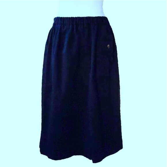 L.L. Bean Vintage 1980s/1990s Twill Navy Midi Skirt - Picture 2 of 7